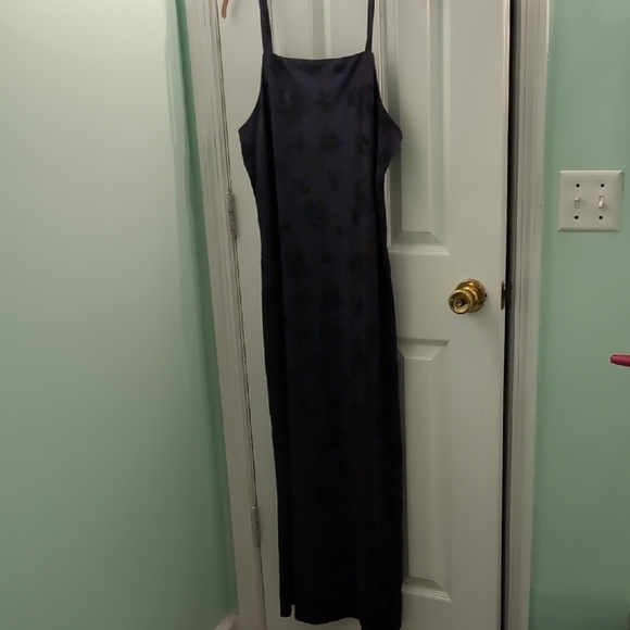Y2K Vintage DBY Elegant Purple Sleeveless Dress With Black Flowers - Picture 1 of 5